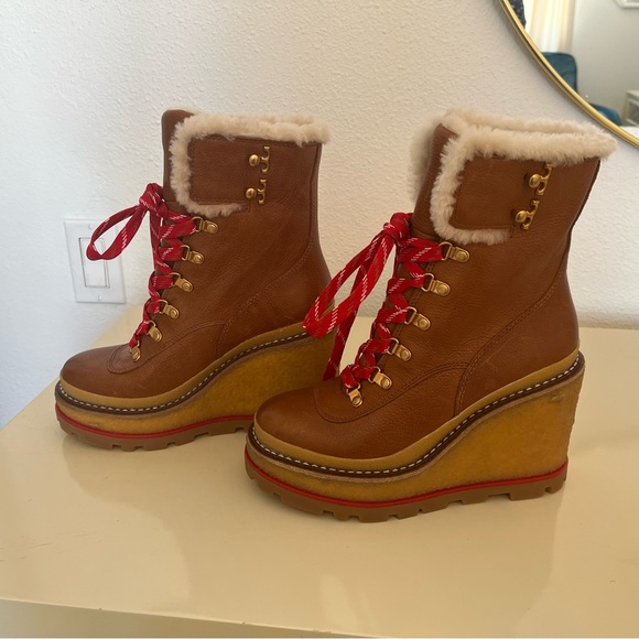 Tory Burch HIKER WEDGE SHEARLING BOOT - Picture 7 of 8